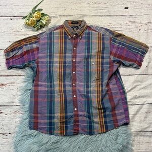 Gant Vintage Salty Dog Multi Colored Plaid Short Sleeve Button Down Top